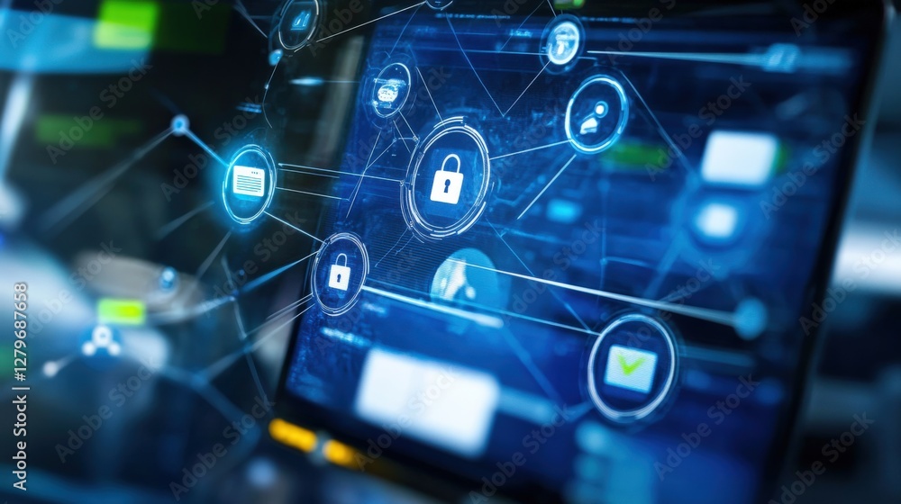 Poster enhancing cybersecurity measures digital workspace infographic technology virtual environment data p