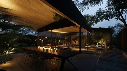 Obraz premium Farmhouse at sunset