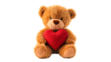 Cute teddy bear holding a red heart plush