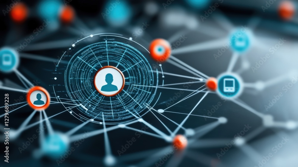 Poster understanding social connections through technology digital network infographic virtual space close-