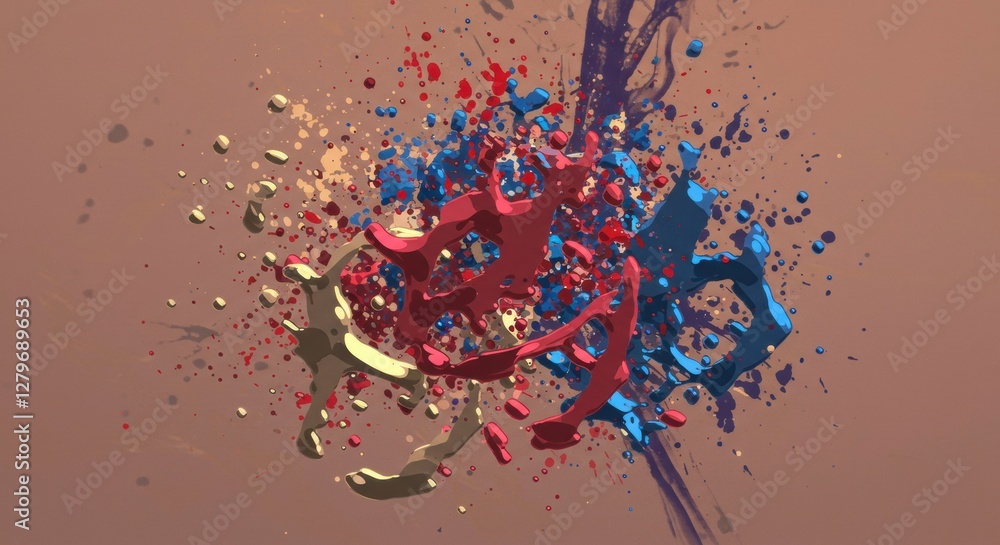 Poster explosive colors: a captivating abstract composition explodes with vibrant colors and dynamic shapes