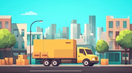 Naklejka premium Stock distribution flat design front view delivery theme animation vivid.