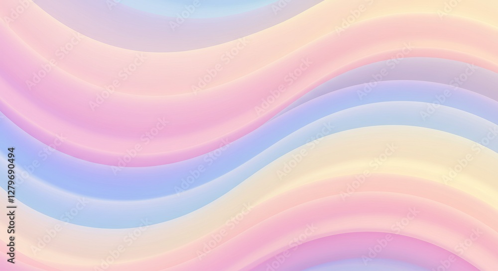 Poster abstract pastel waves: captivating waves of soft pastel colors gently flow across the frame, creatin