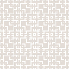 Vector minimal geometric seamless pattern in ethnic style. Traditional folk ornament. Abstract beige and white texture. Subtle background with tribal elements, simple shapes. Repeating geo design