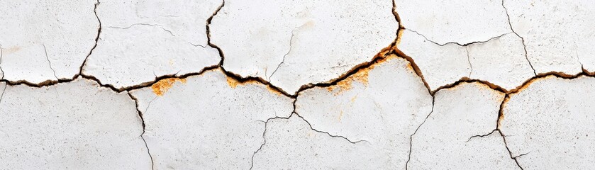 Fototapeta premium Detailed Close-Up of Cracked White Surface with Texture and Natural Patterns for Background and Design Use