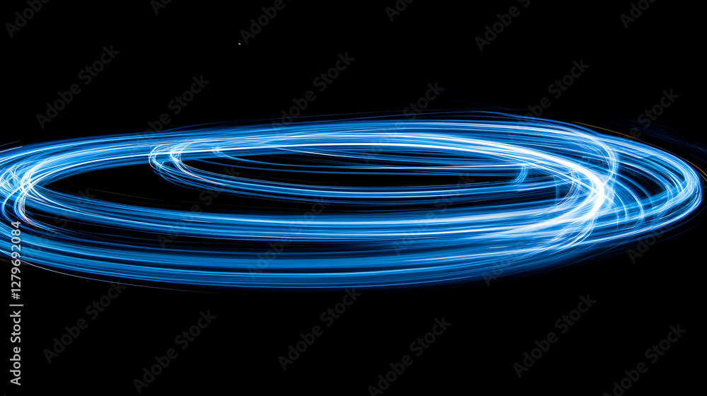 Aufkleber abstract blue light painting on black background, capturing motion and energy with dynamic light str