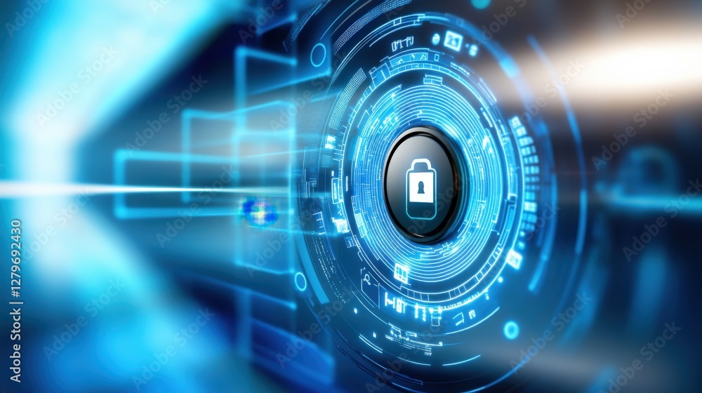 Poster securing digital data cybersecurity strategies online realm visual representation technological envi