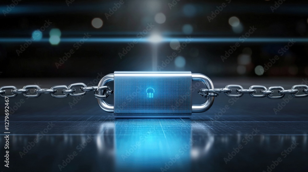 Poster securing digital assets a locking mechanism cybersecurity image modern environment close-up view pro