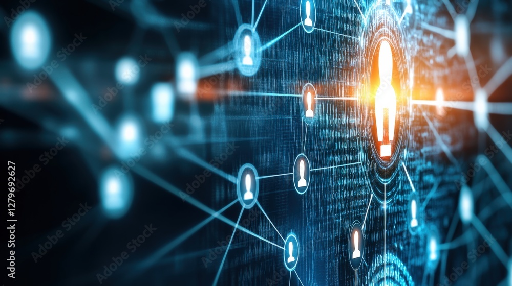 Poster digital network connections enhance data security cybersecurity landscape infographic virtual enviro