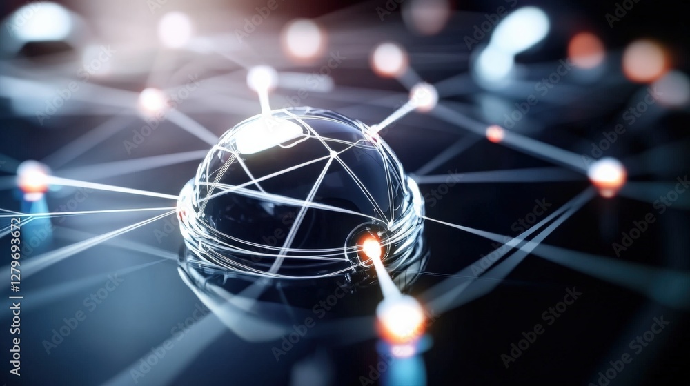 Poster innovative technology development virtual network environment 3d visualization cyber space close-up 