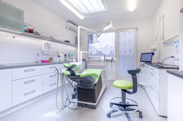 Comfortable Dental Chair Unit with Luxury Dental Chair in Dentist doctor clinic modern medical...