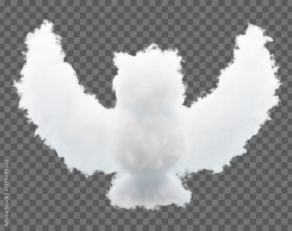 Poster vector drawing of clouds in the form of a bird, owl. soft lines and smooth gradients create a feelin