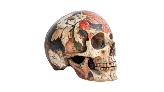 Hand painted decorative skull with floral design