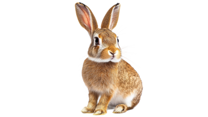 Brown rabbit sitting quietly indoors at home