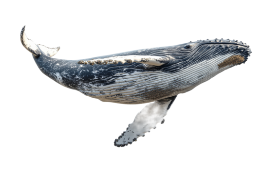 Humpback whale swimming gracefully in clear waters