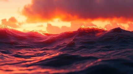 A breathtaking sea sunset with rich orange and pink hues reflected on the gentle waves.