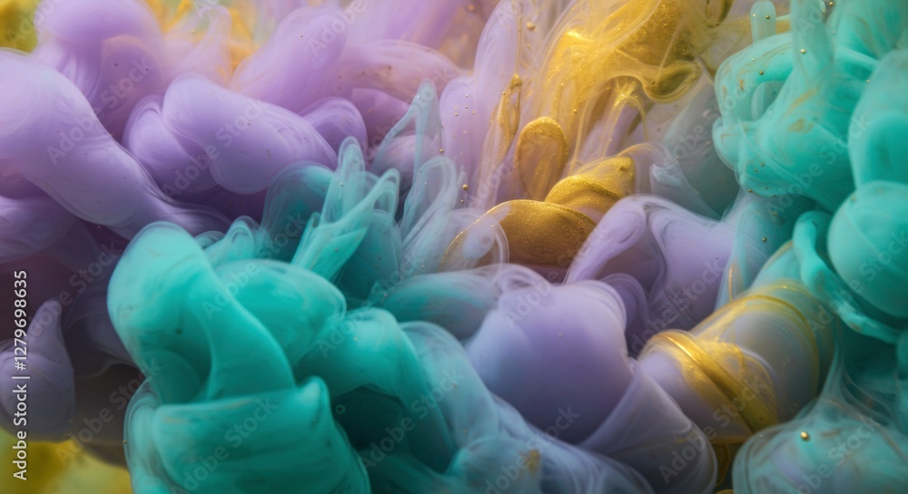 Poster colorful abstract smoke: swirling clouds of vibrant hues intertwine, creating a mesmerizing display 