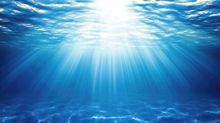 A deep blue ocean with shimmering sunlight on the surface, soft rolling waves creating a relaxing mood.