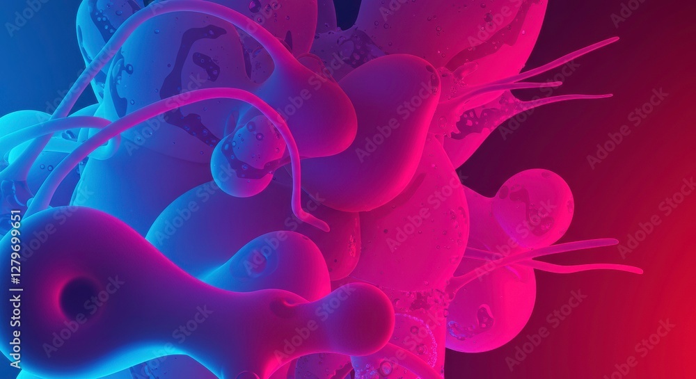 Poster abstract molecular structure: a vibrant display of a microscopic structure, featuring a network of i