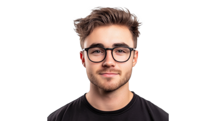 Young man with glasses poses for casual portrait