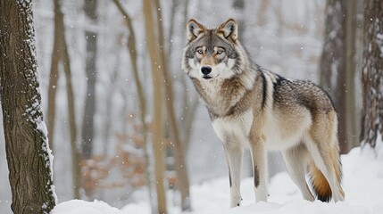 Obraz premium Lone wolf in the snow