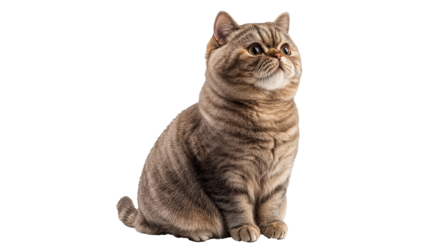 Cat sitting gracefully on white background