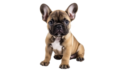 French bulldog puppy sitting on a white backdrop