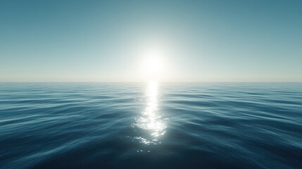 Obraz premium A peaceful seascape with crystal-clear turquoise water stretching to the horizon, bright sky above.