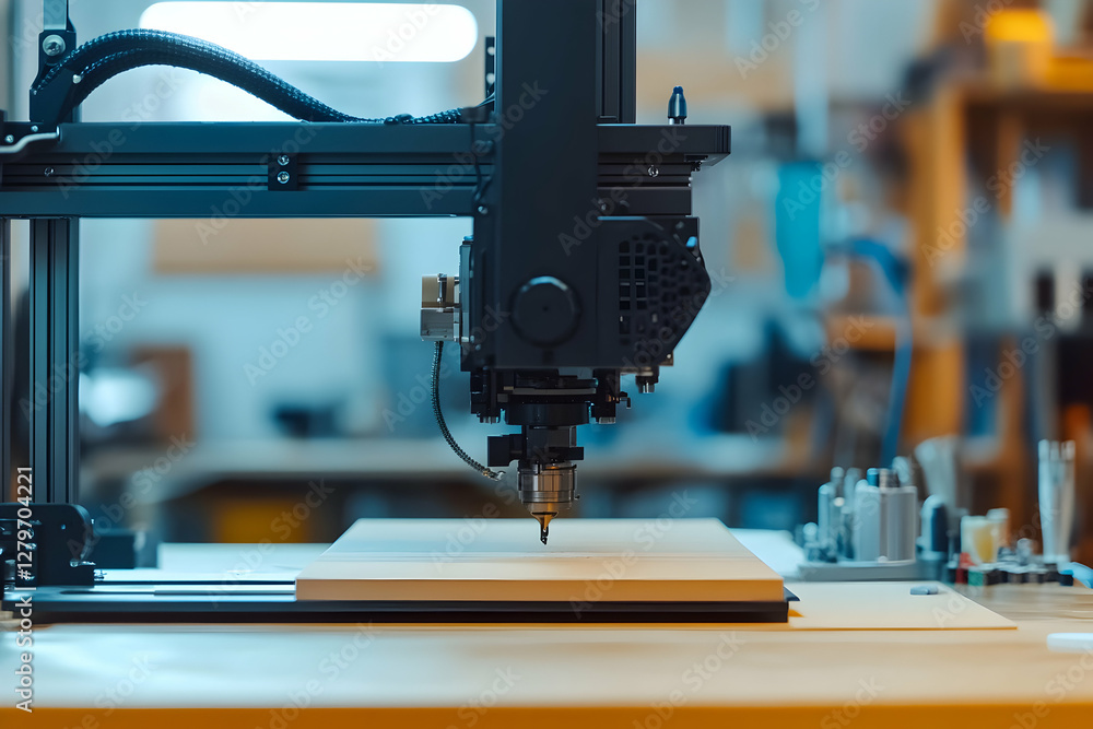 Poster precision automation, close-up of a cnc milling machine at work, demonstrating modern manufacturing 