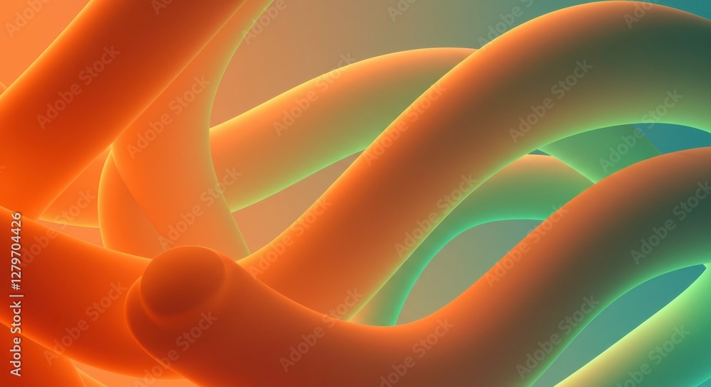 Aufkleber fluid forms: dynamic, flowing shapes in vibrant orange and turquoise hues intertwine in a mesmerizin