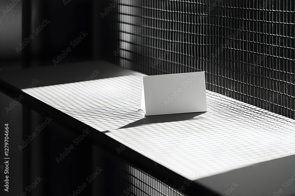 Poster sleek business card mockup in minimalist setting with light and shadow play showcasing professional 