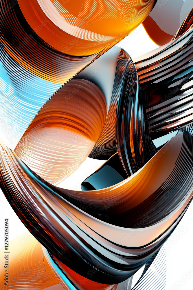 Poster a dynamic digital illustration of large, bold lines and curves that create a visually stimulating ab