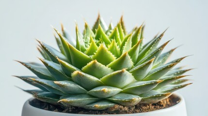 Fototapeta premium Succulent plant in modern white pot at home