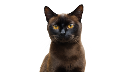 Cat with striking yellow eyes poses elegantly