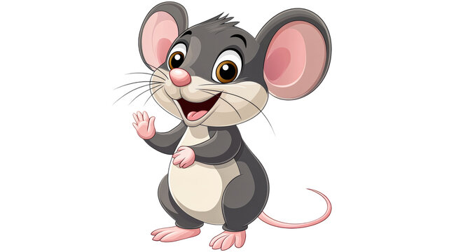 Cheerful cartoon mouse with big ears