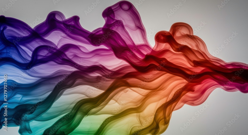 Poster vibrant flow: an eye-catching array of flowing colors cascade across the frame, forming an abstract 