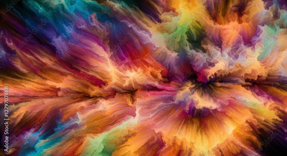 Aufkleber explosive colors: an abstract artwork of vibrant hues bursts with energy, creating a dynamic visual 
