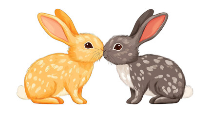 Fototapeta premium bunny kissing other bunny isolated on white background