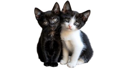 Two adorable kittens sit close together