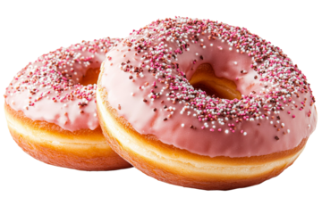 Pink frosted donuts with sprinkles