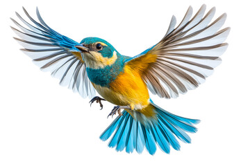 Vibrant bird in flight showcasing colorful plumage