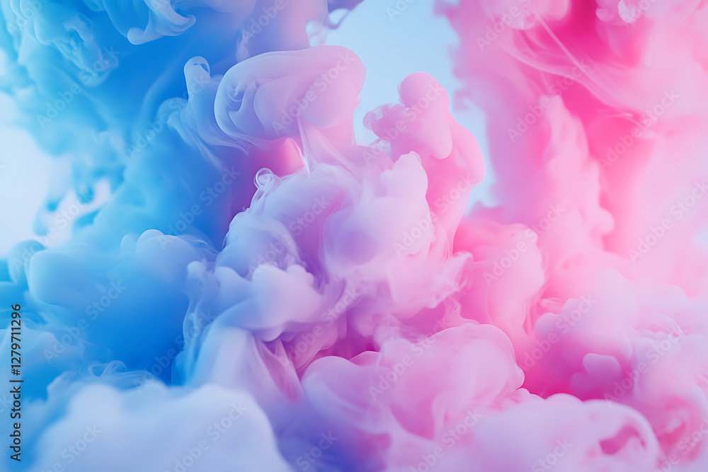 Poster a colorful blend of pink and blue smoke creating an abstract visual effect.