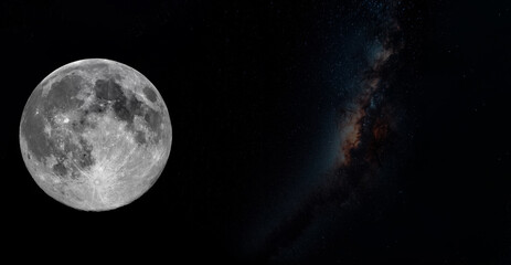 moon phase seen from space with starry background