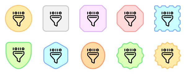 Editable data filter, binary vector icon. AI technology, artificial intelligence, computer. Part of a big icon set family. Perfect for web and app interfaces, presentations, infographics, etc