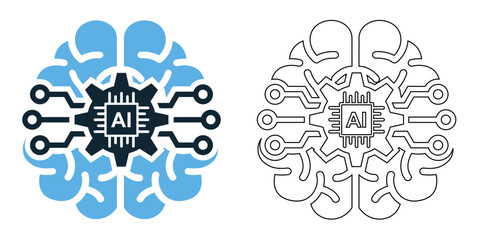 AI deep learning icon vector with a modern and tech inspired design. Perfect for artificial intelligence, neural networks, big data, machine learning, automation, and advanced computing