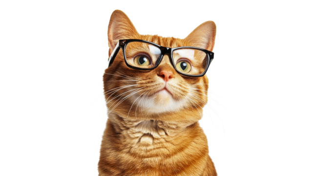 Cat wearing glasses poses for a fun portrait