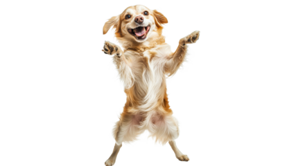 Happy dog jumping with excitement indoors