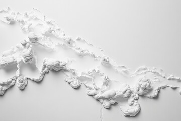 Abstract white material resembling clouds on a neutral background