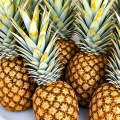 Bright and Golden Pineapples are Beautifully Arranged in the Photo