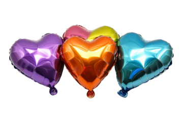 Colorful heart shaped balloons in vibrant shades